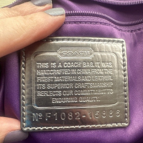 Coach Poppy Plaid Purple Pink Handbag Large gray condition - Picture 11 of 16